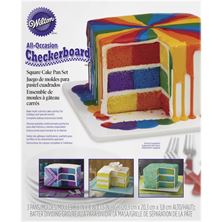 Picture of CHECKERBOARD CAKE TIN SET SQUARE 20.3 X 3.8CM